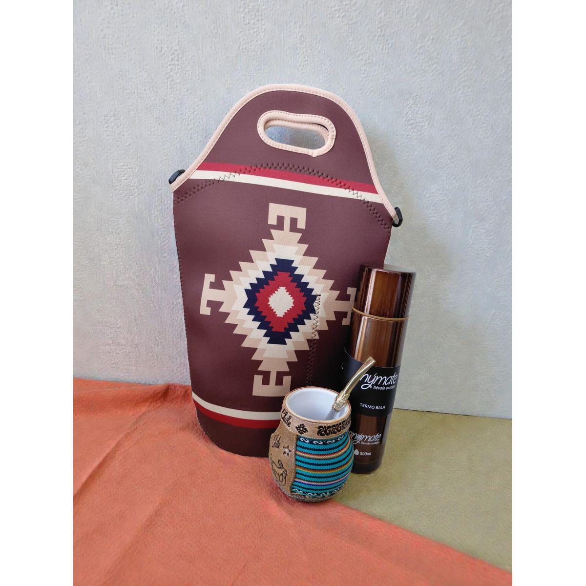 GENERICO - Set Mate Bolso Matero +Termo 500ml+Mate Ceramica 120ml + Bomilla  # 4