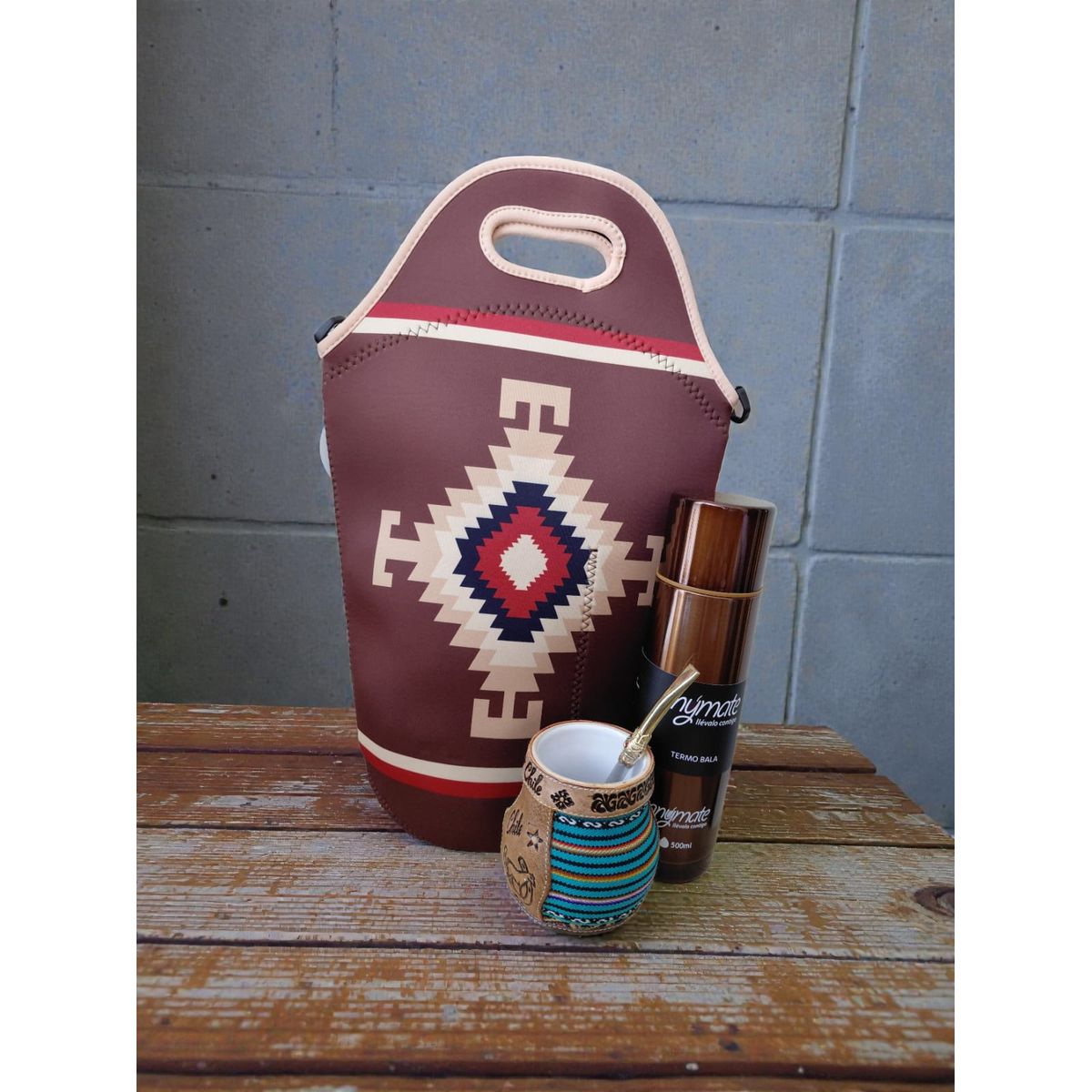 GENERICO - Set Mate Bolso Matero +Termo 500ml+Mate Ceramica 120ml + Bomilla  # 4