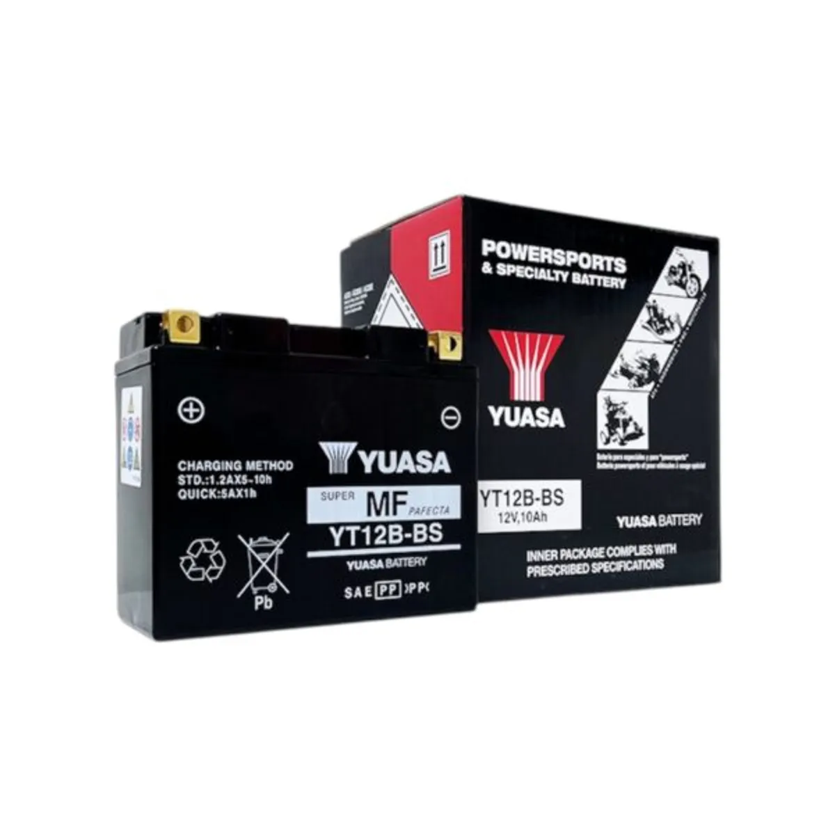YUASA - Batería de Moto YT12B-BS 10 Ah Positivo Izquierdo 2100 CCA  AGM