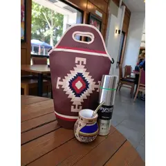 GENERICO - Set Mate Bolso Matero +Termo 500ml+Mate Ceramica 120ml + Bomilla # 4