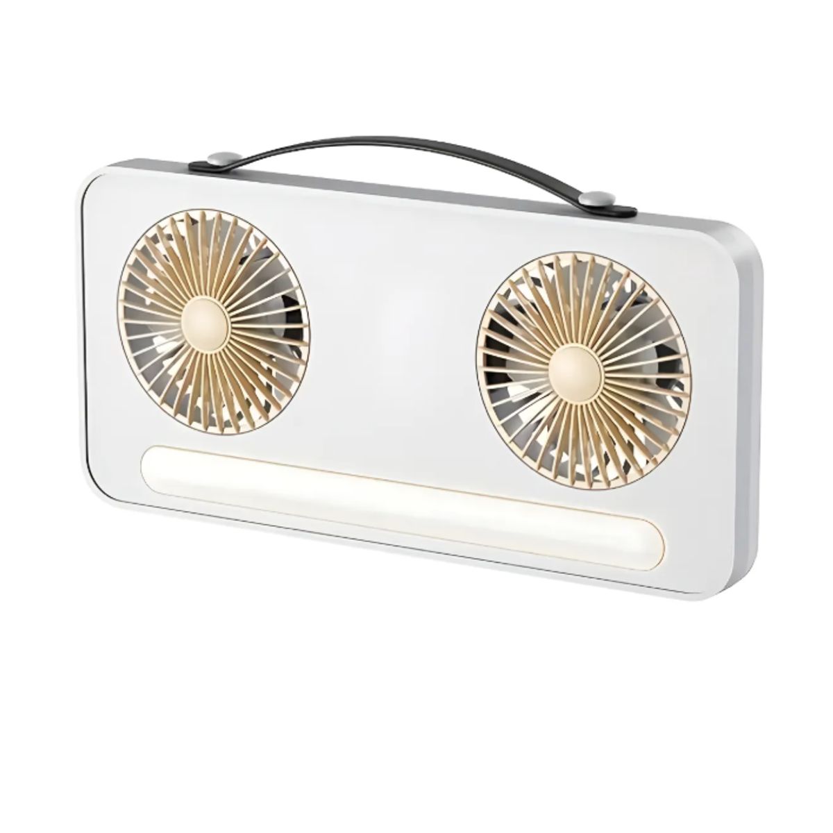 IRM - Verntilador De Escritorio Con Luz Led USB Dos Cabezal Blanco