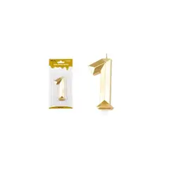 GENERICO - Vela de número 1 dorado en 3D 8.6cm