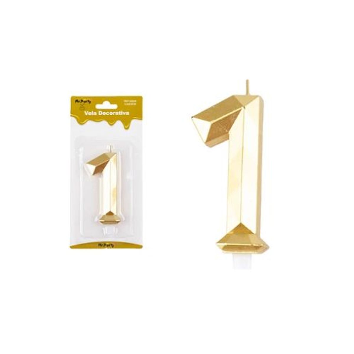 GENERICO - Vela de número 1 dorado en 3D 8.6cm