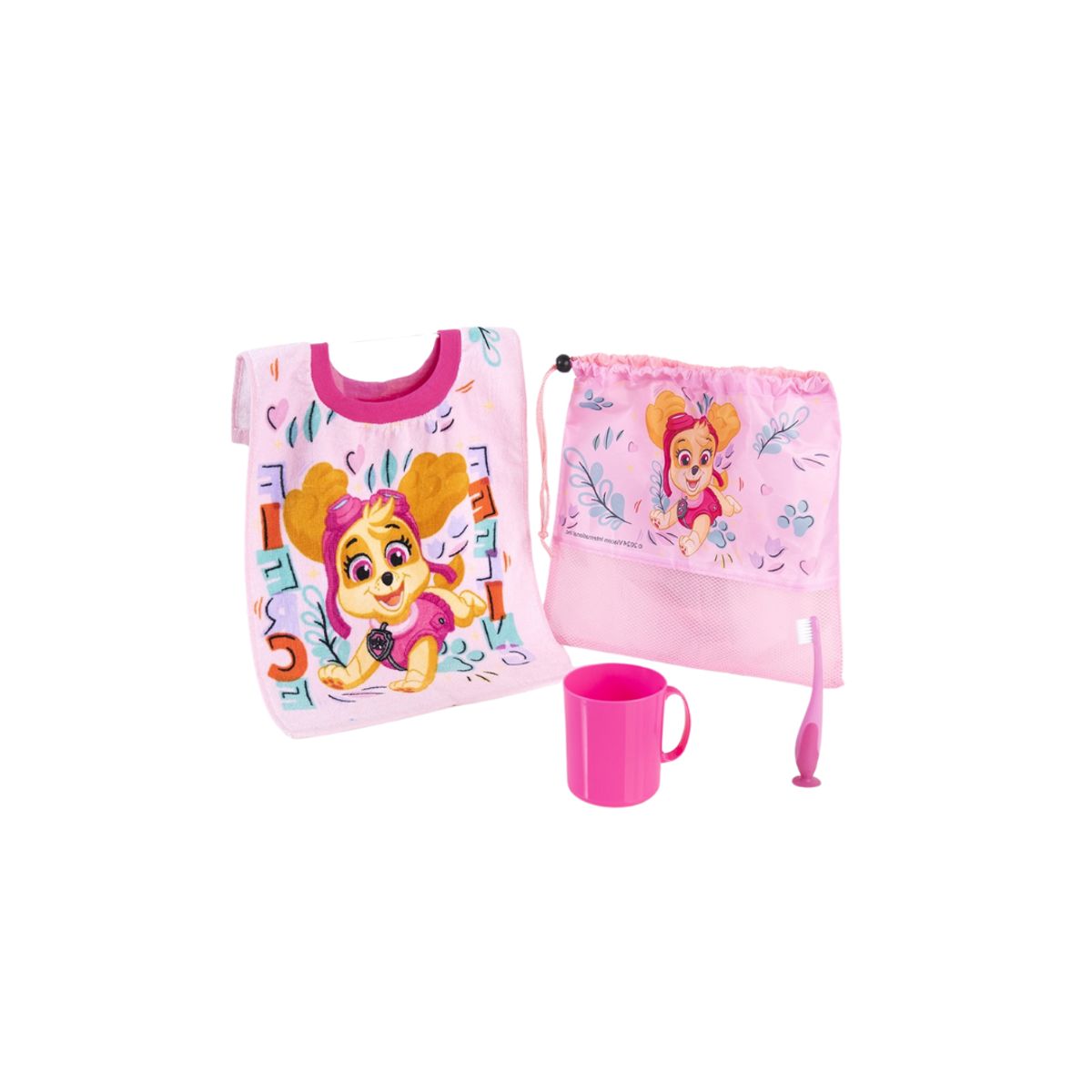 GENERICO - Kit 4 Pzas Párvulo Toalla Vaso Cepillo Y Bolsa Para Niños Rosa