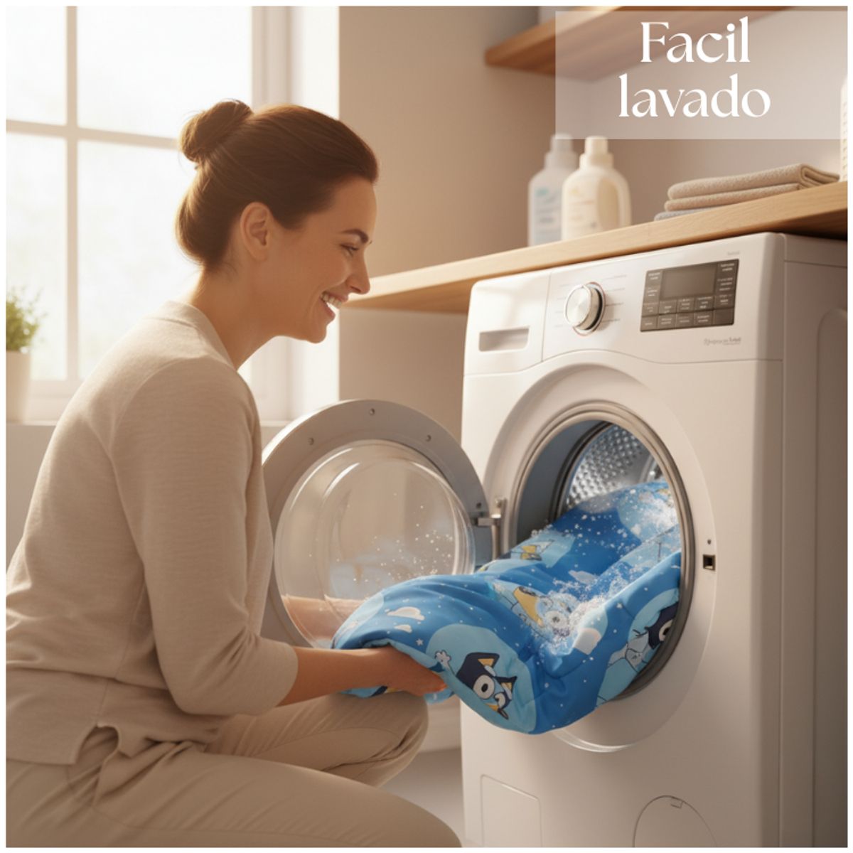 MASHINI - Plumón Bluey Nubes Reversible 1,5 Plazas Mashini + Funda Almohada