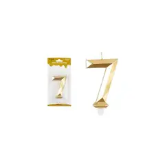 GENERICO - Vela de número 7 dorado en 3D 8.6cm