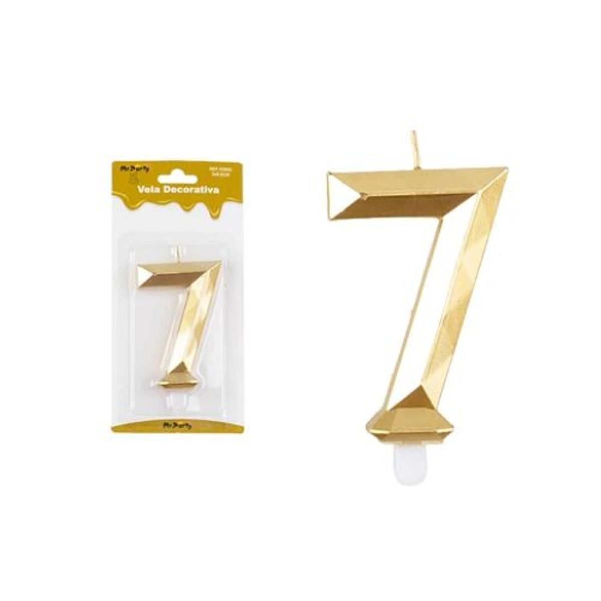 GENERICO - Vela de número 7 dorado en 3D 8.6cm