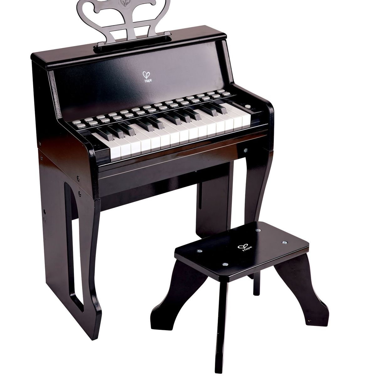 HAPE - Piano negro con taburete Learn with Lights