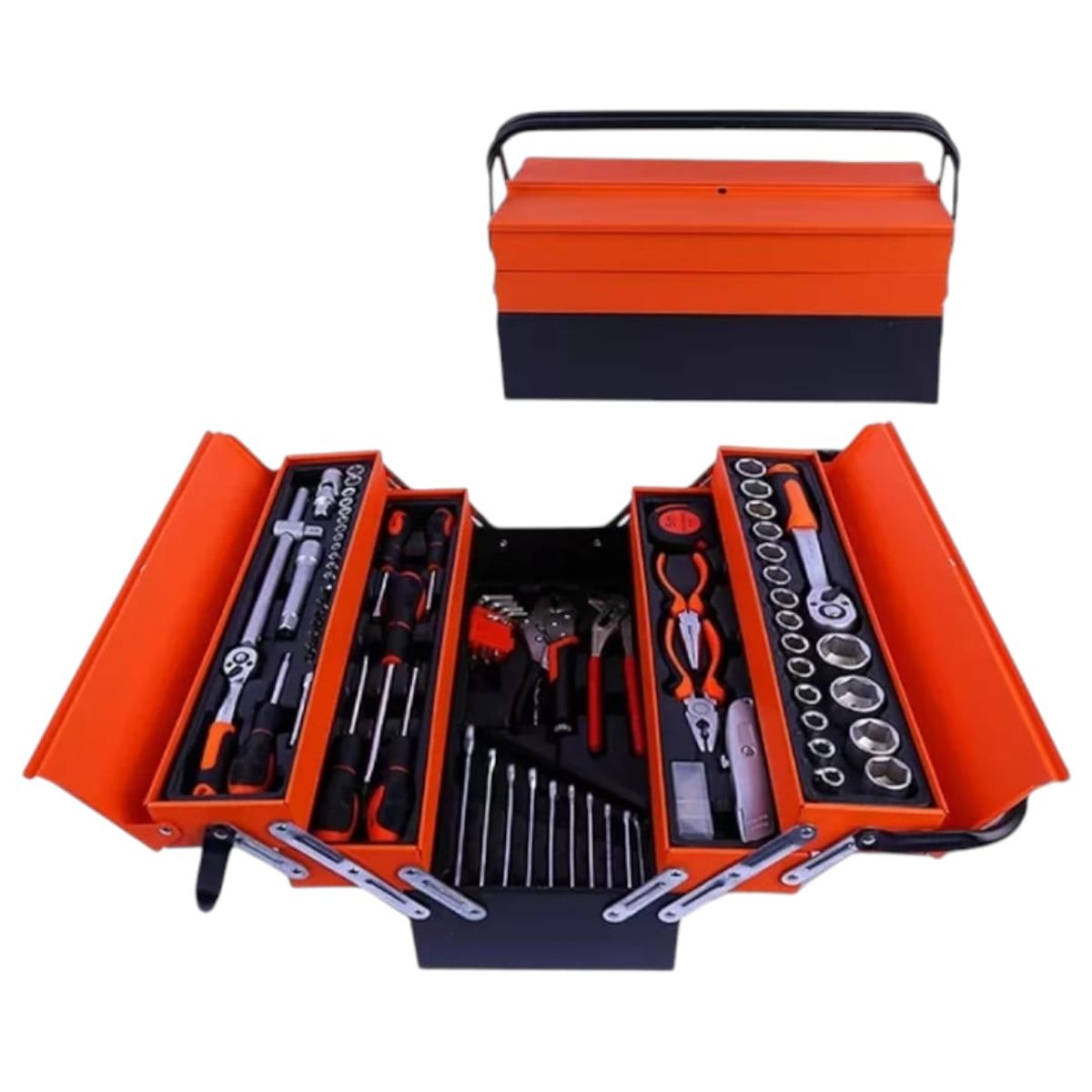 GENERICO - Caja De Herramientas Set 85 Pieza Plegable 5 Niveles Metal