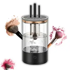 GENERICO - Limpiador Eléctrico Brochas Maquillaje Automático Portátil Negro