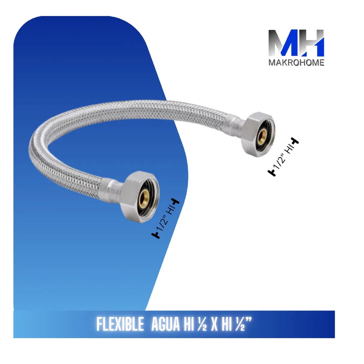 TAUMM - Flexible Agua Hi-hi Media 35 Cm Taumm Acero Inoxidable 200 Psi