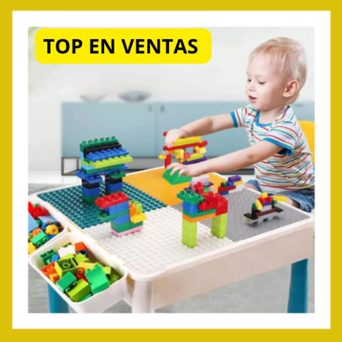 MOVI - Mesa de Juego Infantil con silla y Piezas de Lego