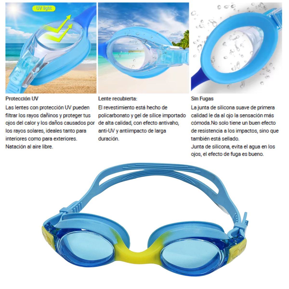 PANGUI TOYS - Lentes Natación Niños Piscina Uv Antiempañante Y Estuche