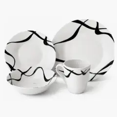 GENERICO - Juego De Vajilla Loza 16 Piezas Para 4 Personas Zebra