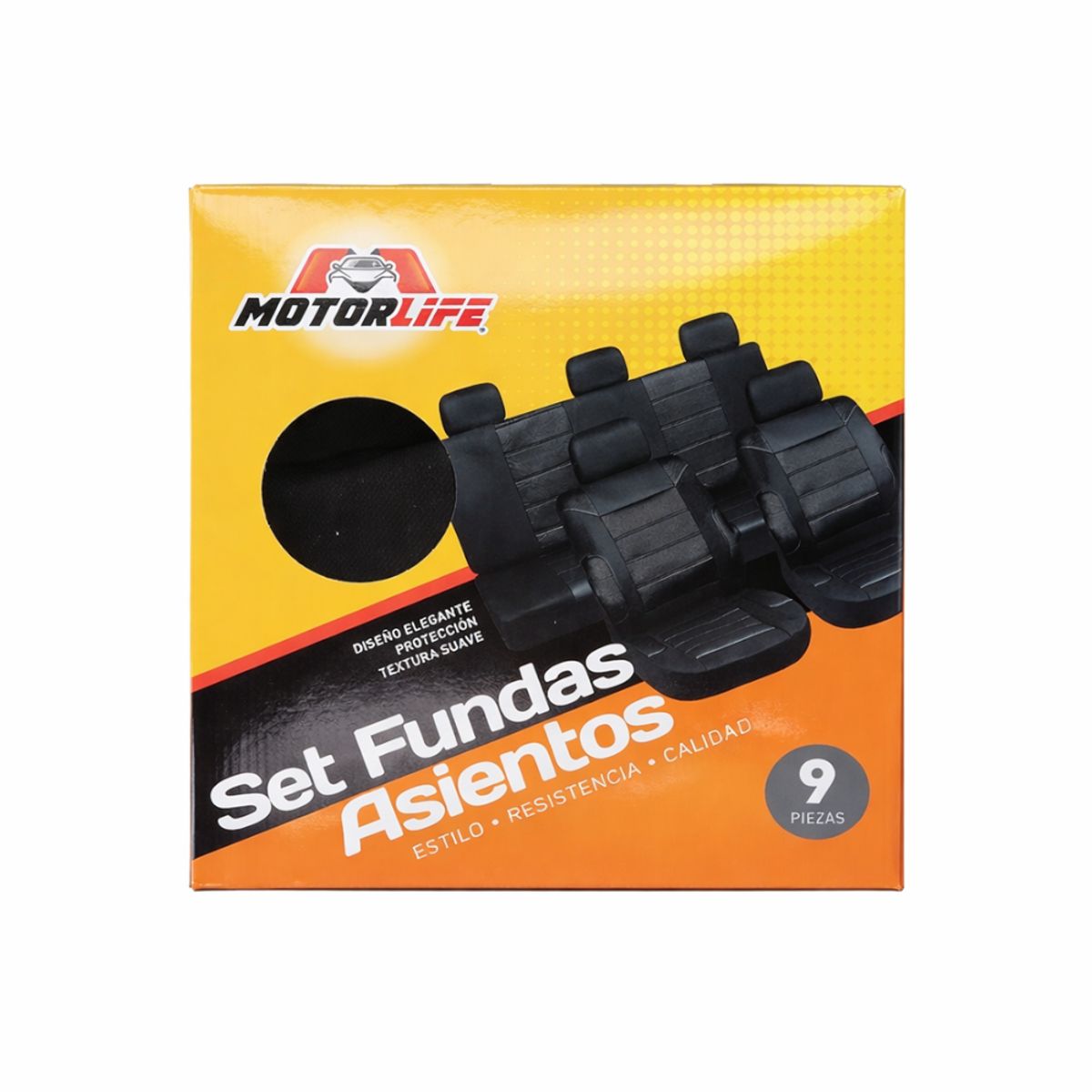 MOTORLIFE - Fundas Cubre Asientos Negro Clasico 9pcs