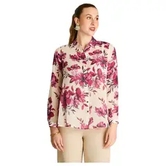 LORENZO DI PONTTI - Blusa Camisera Arena Estampada con Lurex