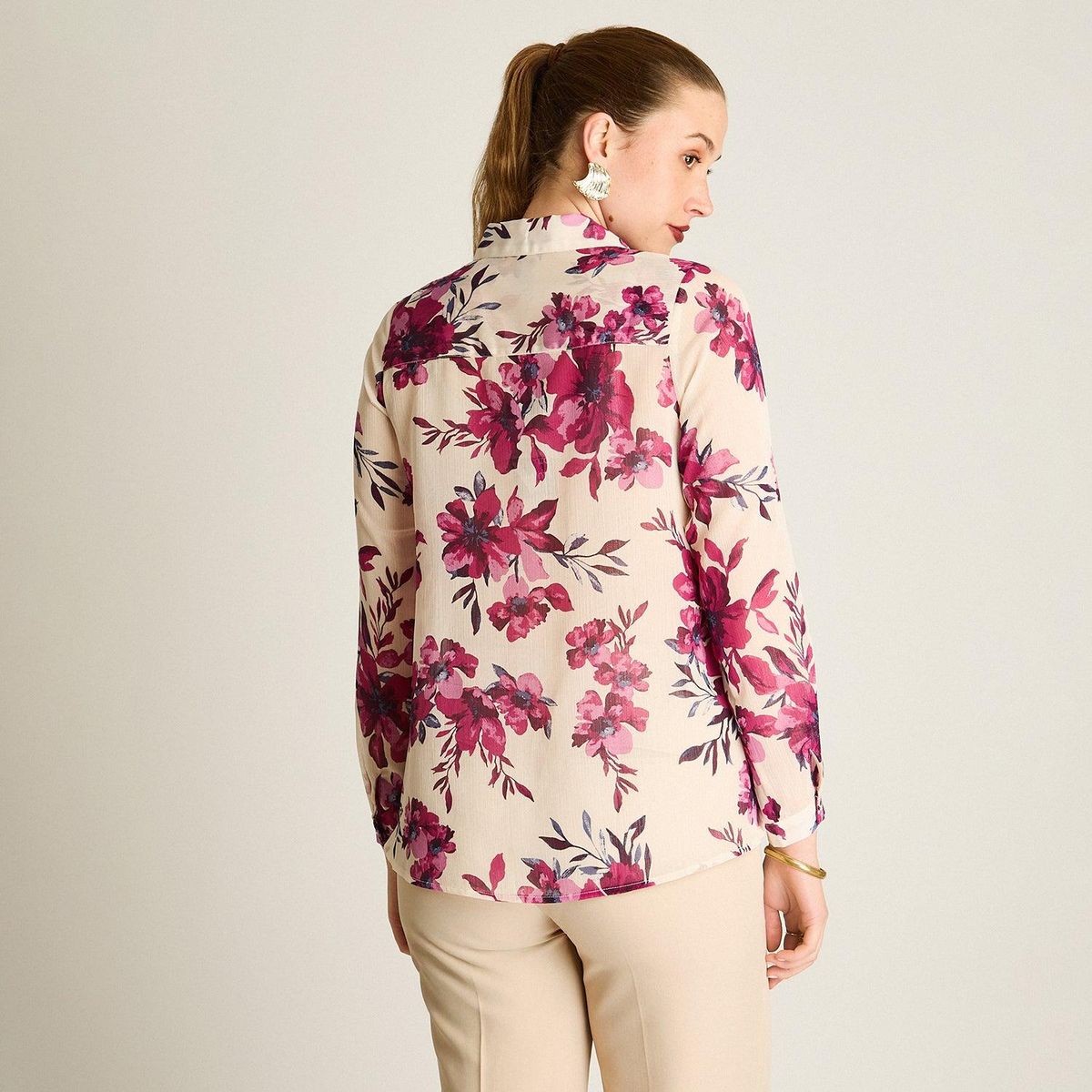 LORENZO DI PONTTI - Blusa Camisera Arena Estampada con Lurex