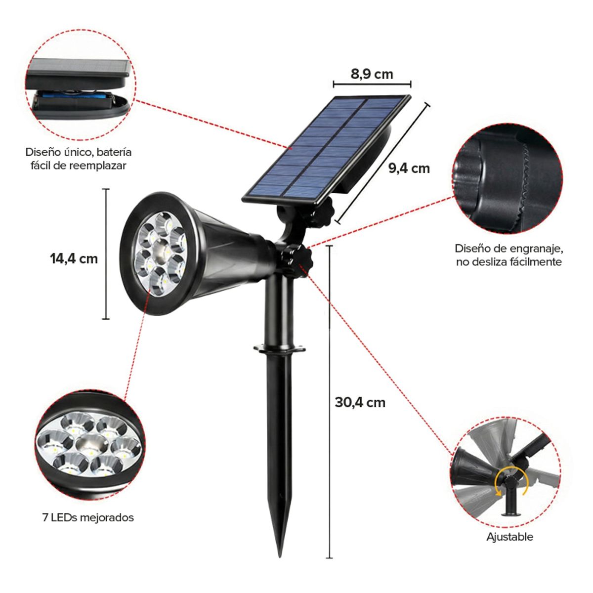 STOREFIX - LAMPARA SOLAR ESTACA CON PANEL INTEGRADO - 7W LUZ CÁLIDO