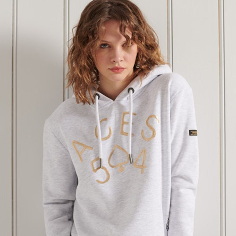 SUPERDRY - Polerón con Capucha y Logo de Inspiración Militar Mujer