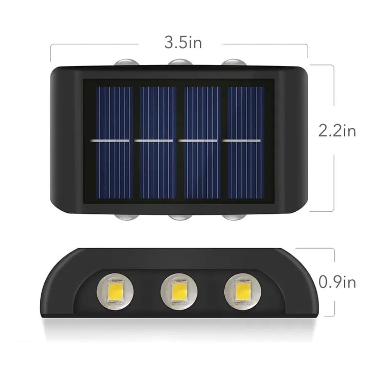 GENERICO - Lámpara Solar Led Exterior Muro Doble 6 Luces Cálida