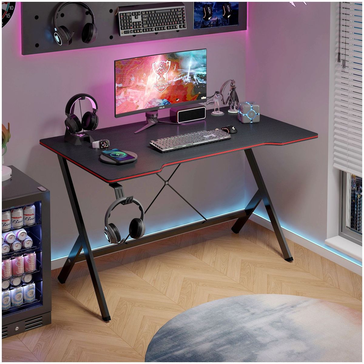 HOMER DESIGN - Escritorio Gamer 120x60x74cm Base Acero Cubierta Melamina