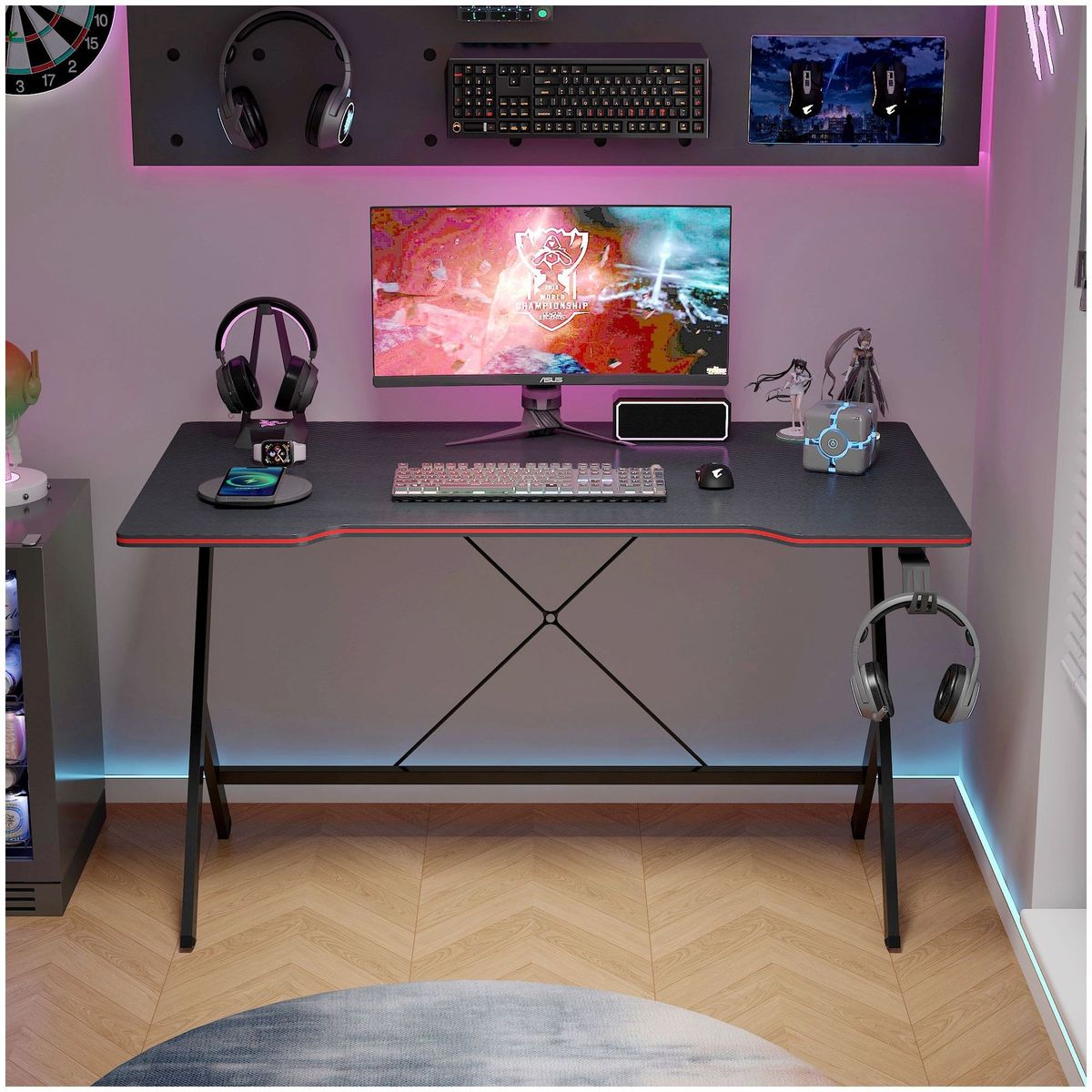 HOMER DESIGN - Escritorio Gamer 120x60x74cm Base Acero Cubierta Melamina