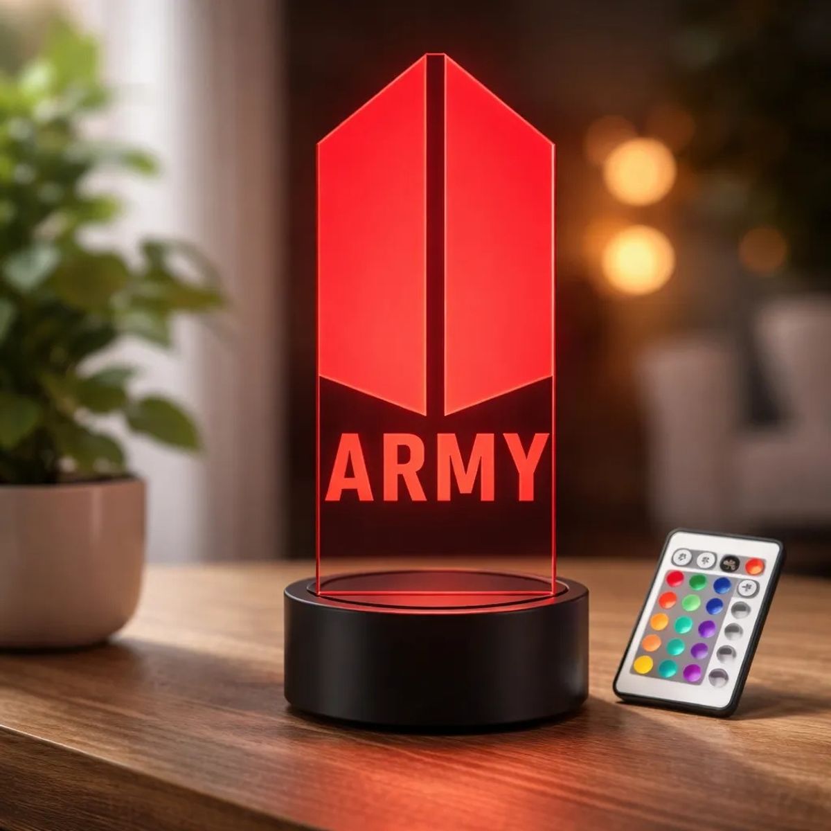 GENERICO - Lampara 3d Army  Bts 16 Colores Intercam Control Remoto