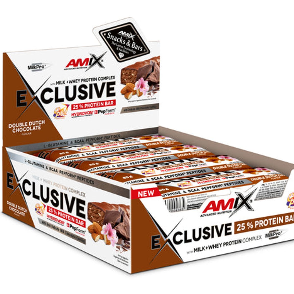 AMIX - Caja  Double Dutch Chocolate  x 12 Exclusive Protein Bar