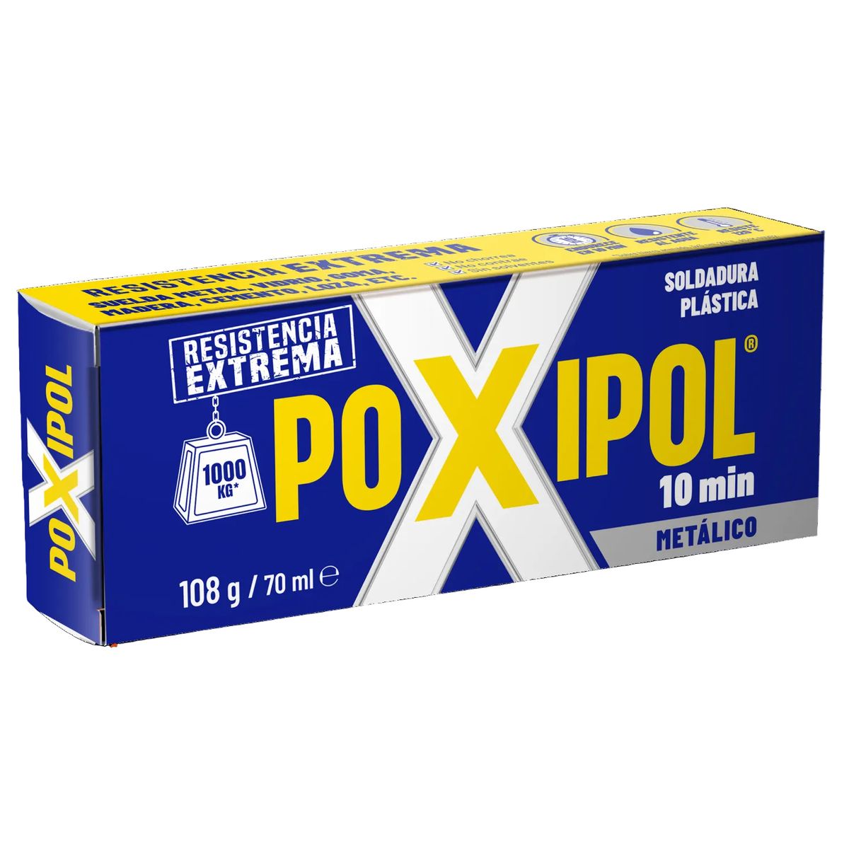POXIPOL - Adhesivo Poxipol Soldadura Plástica 108gr / 70ml Color Metálico. 10 min