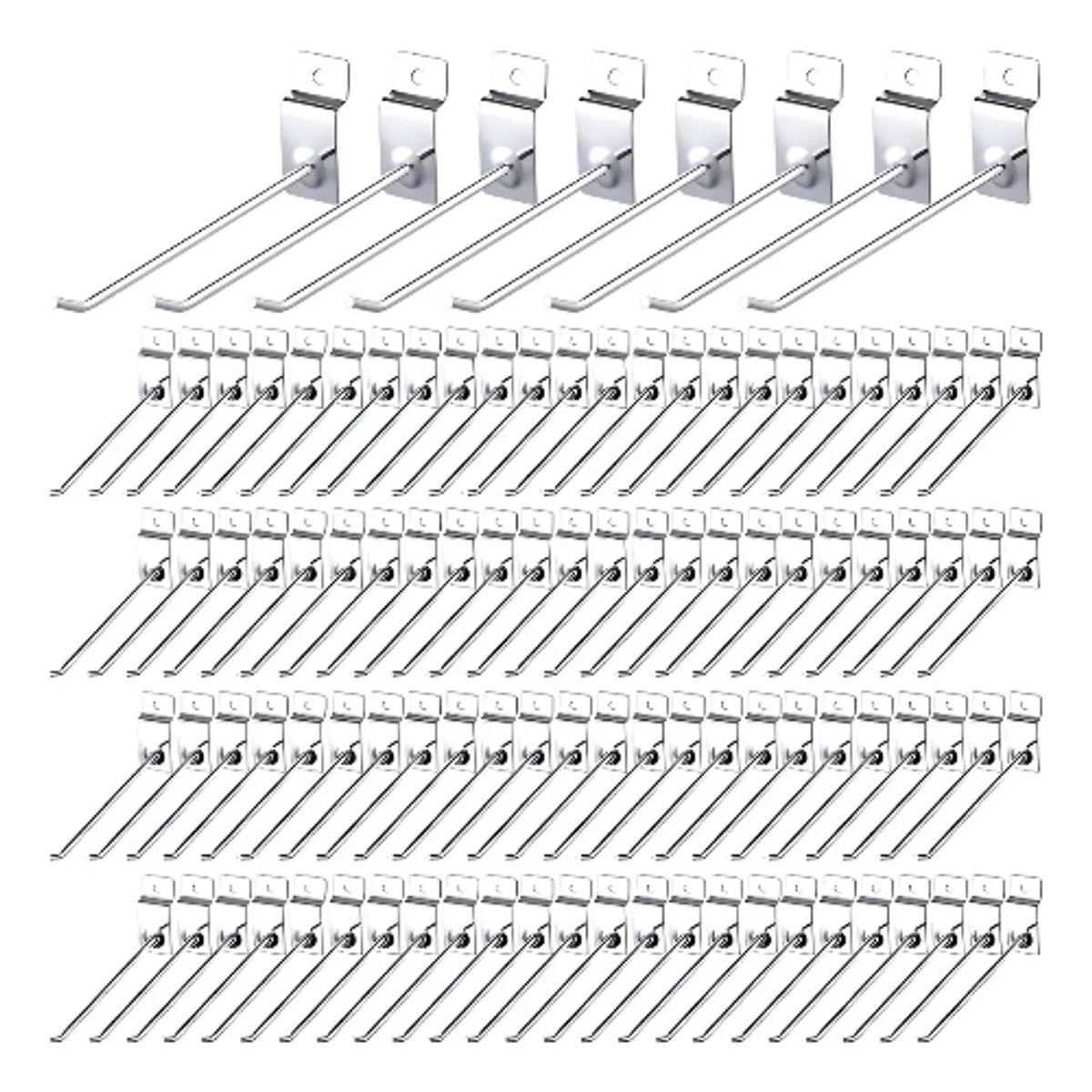 GENERICO - Pack 100 Ganchos Gancheras Panel Ranurado 15 Cm Exhibidor