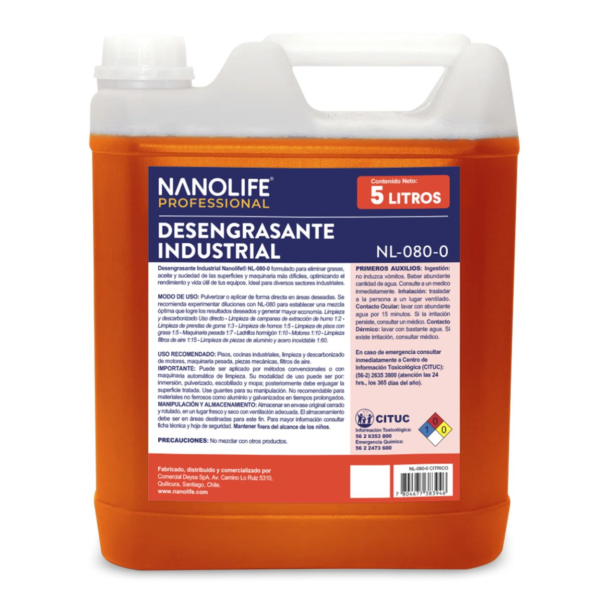 DESENGRASANTE INDUSTRIAL 5L, marca NANOLIFE - Foto Principal