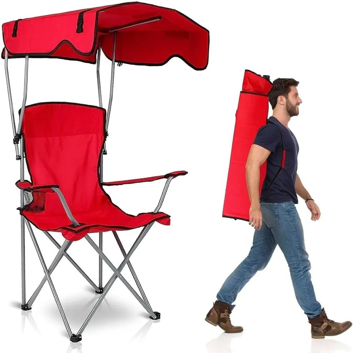 GENERICO - Silla Plegable Con Quitasol Silla ¨Portatil Con Toldo Incluido Playa Acampada Montaña Camping