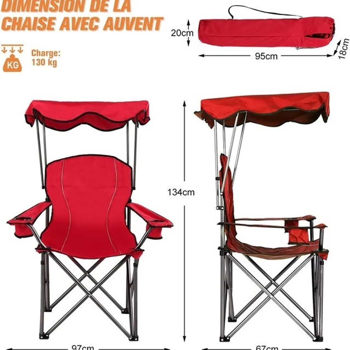 GENERICO - Silla Plegable Con Quitasol Silla ¨Portatil Con Toldo Incluido Playa Acampada Montaña Camping
