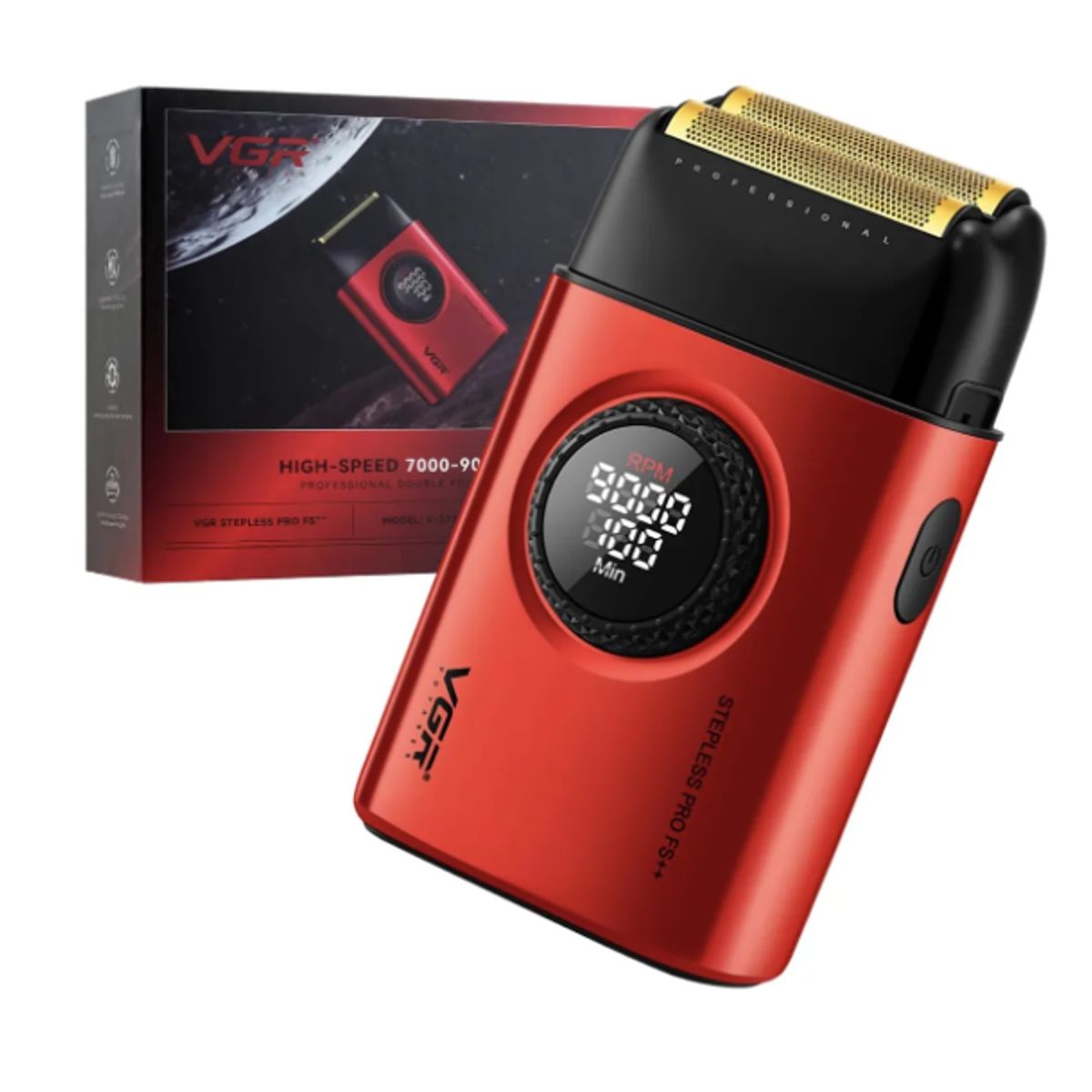 VGR - Afeitadora Electrica Shaver Vgr V-377 De 9000 Rpm ROJO