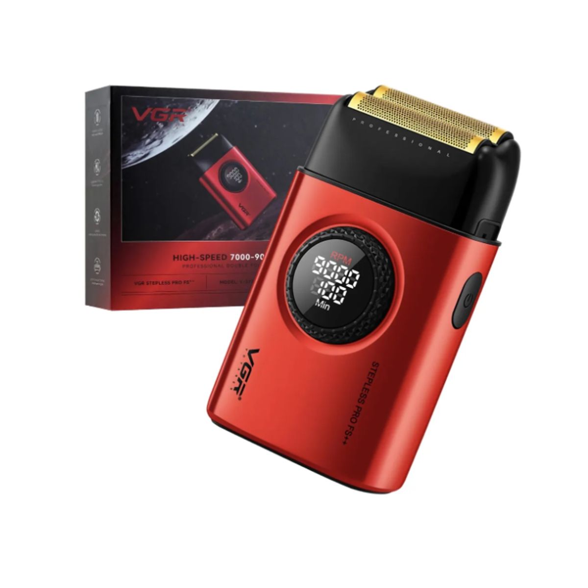 VGR - Afeitadora Electrica Shaver Vgr V-377 De 9000 Rpm ROJO
