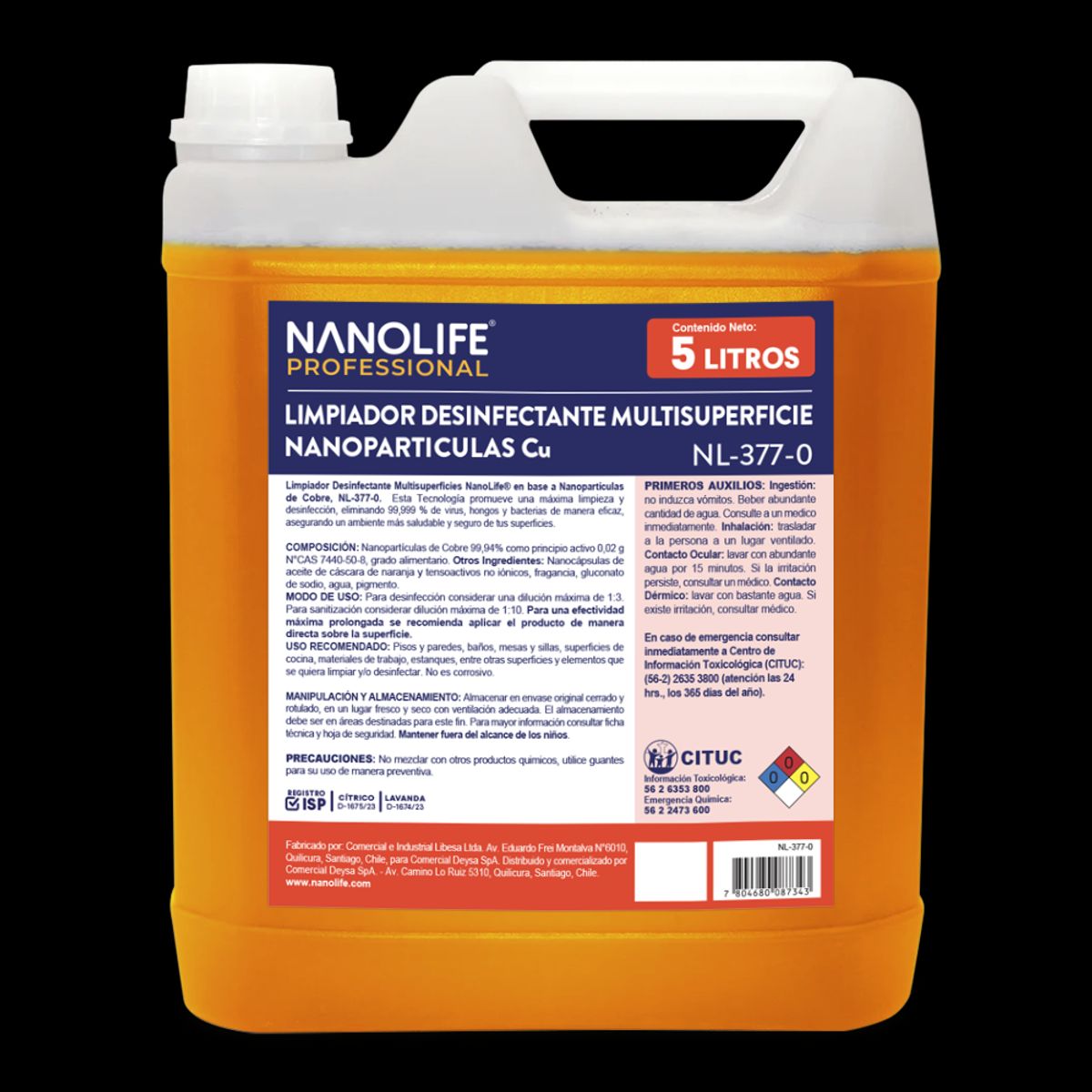 NANOLIFE - LIMPIADOR DESINFECTANTE MULTISUPERFICIES 5L