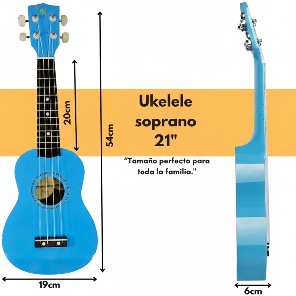 GENERICO - Ukelele Soprano Music 21″ + Funda + Afinador + Accesorios  Ideal Para Aprender
