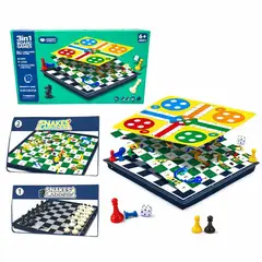 GENERICO - Juego De Mesa 3 En 1 Ajedrez Ludo Escaleras Magnetico Niños