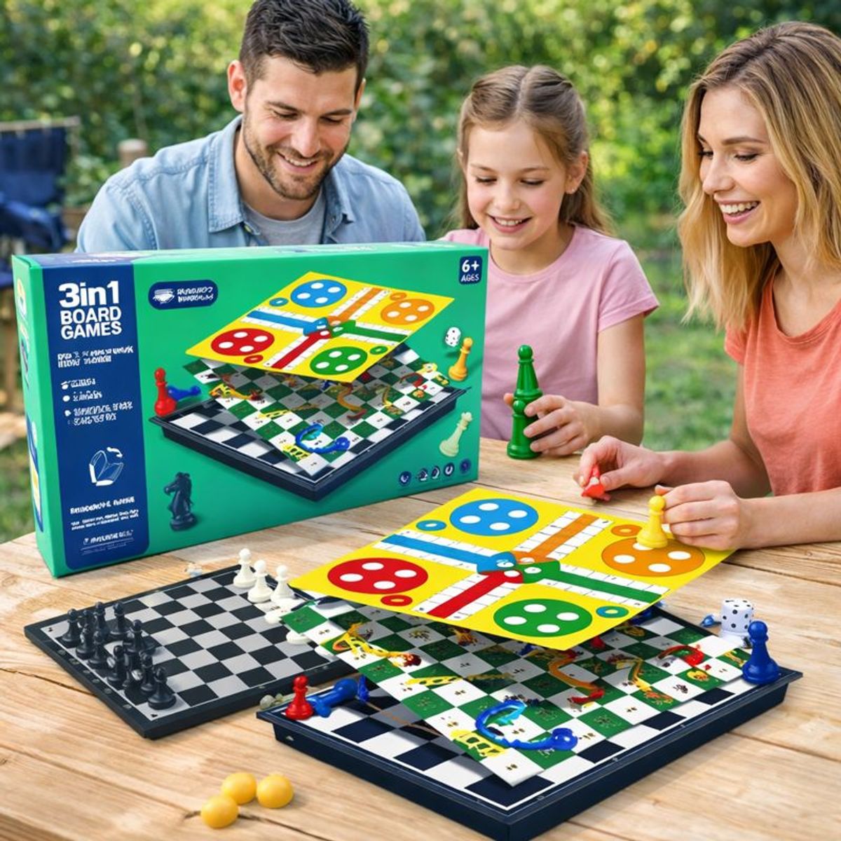 GENERICO - Juego De Mesa 3 En 1 Ajedrez Ludo Escaleras Magnetico Niños