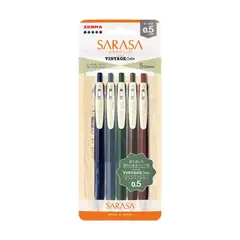 ZEBRA - Sarasa Clip Vintage 5 colores. Set 1