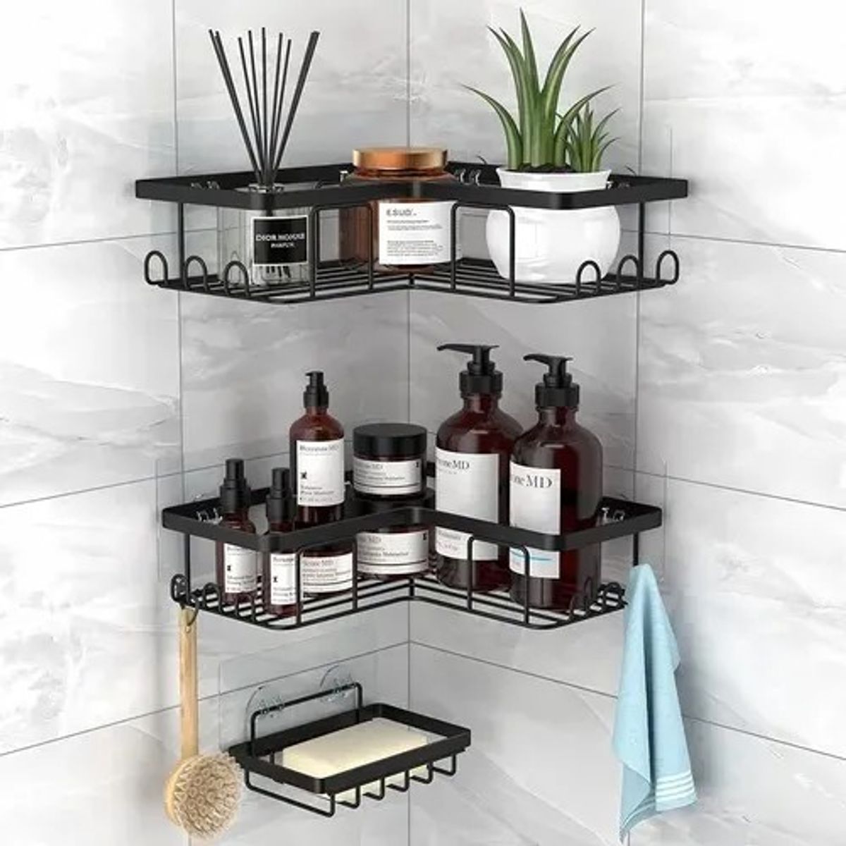 CEGRU - Organizador De Ducha - Repisa Baño Adhesivo Set 3 Inoxidable