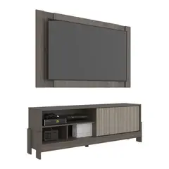 TUHOME - Estante Tv65 Funcional 2 Piezas Odell + Panel Milan Y Roble