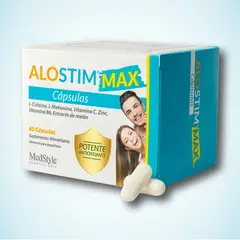 ALOSTIM - MAX 60 cápsulas, suplemento alimentario atioxidante para cuidado de la piel, cabello y uñas
