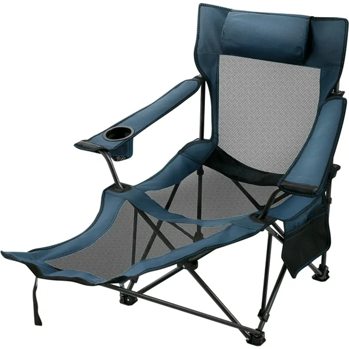 GENERICO - SILLA DE PLAYA RECLINABLE PLEGABLE CAMPING PORTA VASOS AZUL