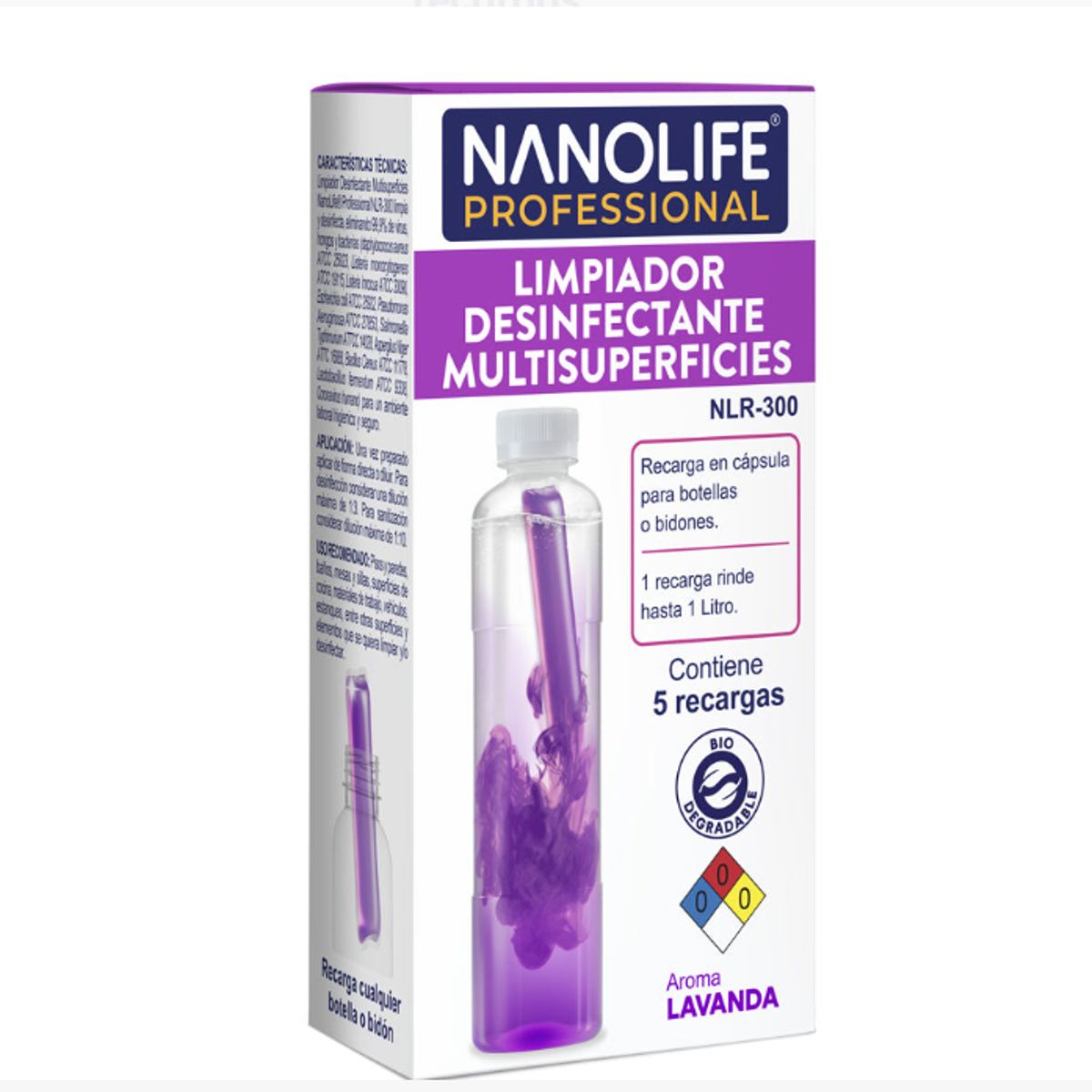 NANOLIFE - LIMPIADOR DESINFECTANTE MULTISUPERFICIE - 5 recargas