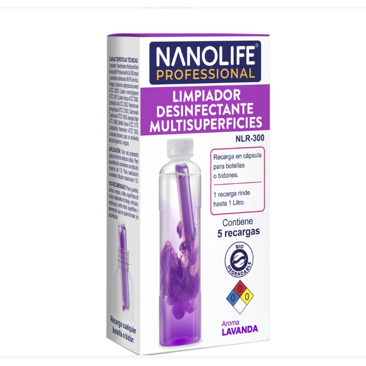 NANOLIFE - LIMPIADOR DESINFECTANTE MULTISUPERFICIE - 5 recargas