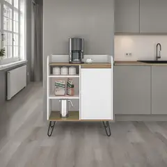 TUHOME - Estación De Café 1 Puerta Espresso 994x801x403 Cm Blanco Y Fresno