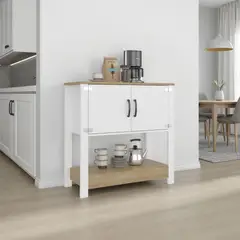 TUHOME - Estación De Café 2 Puertas Latte 871x89x359 Cm Blanco Y Fresno