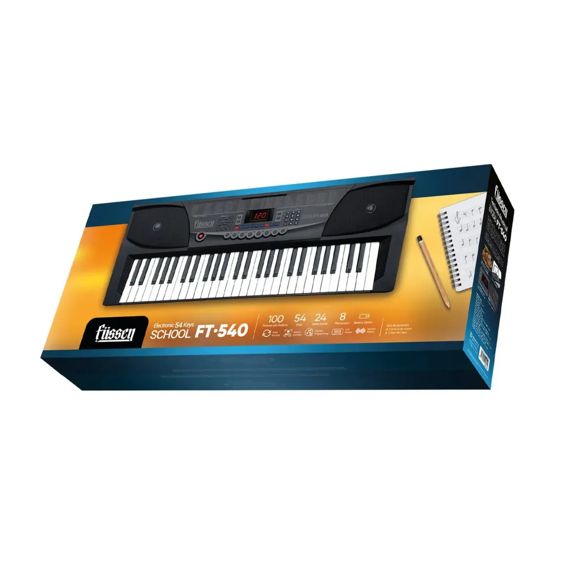 FUSSEN - Teclado Organo 54 Teclas Pantalla LED Con Ritmos y Timbres
