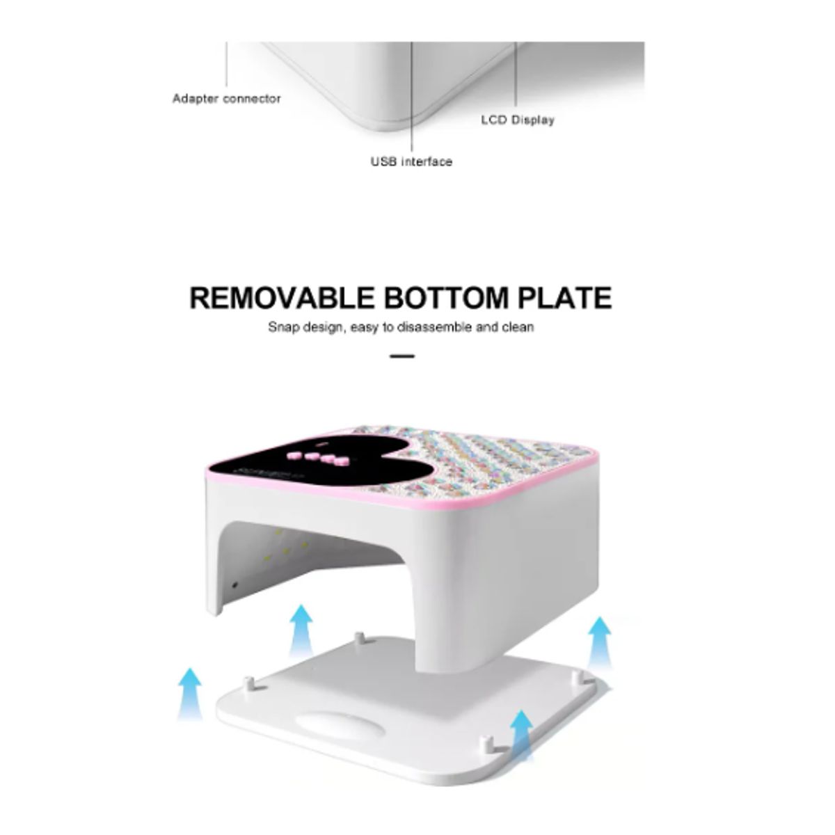 GENERICO - Lámpara Uv Led 288w Profesional Con Base Removible Para Mano BLANCO
